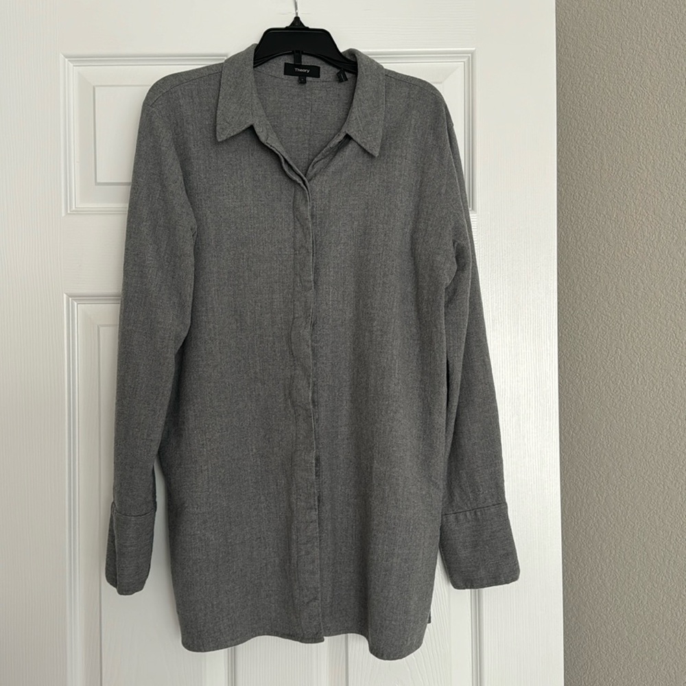 Theory Charlie Buttondown Urban Flannel Shirt size L